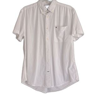 Tommy Hilfiger Men's Cotton Short Sleeve Button Shirt White